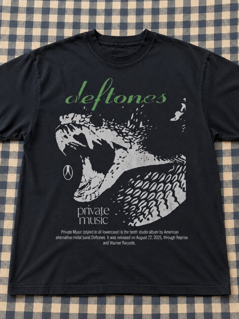 Deftones Band Black Graphic Tee - Private Music Snake Design